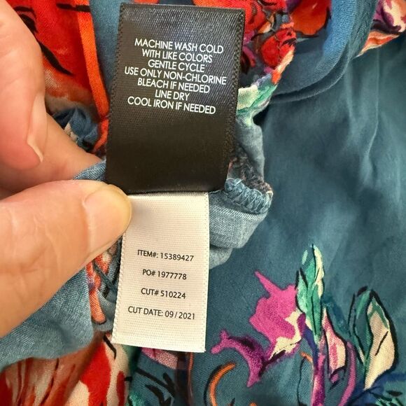 Torrid Womens Floral Rayon Challis 3/4 Sleeve Harper Blouse Blue Multi Size 3/3X - Picture 9 of 9